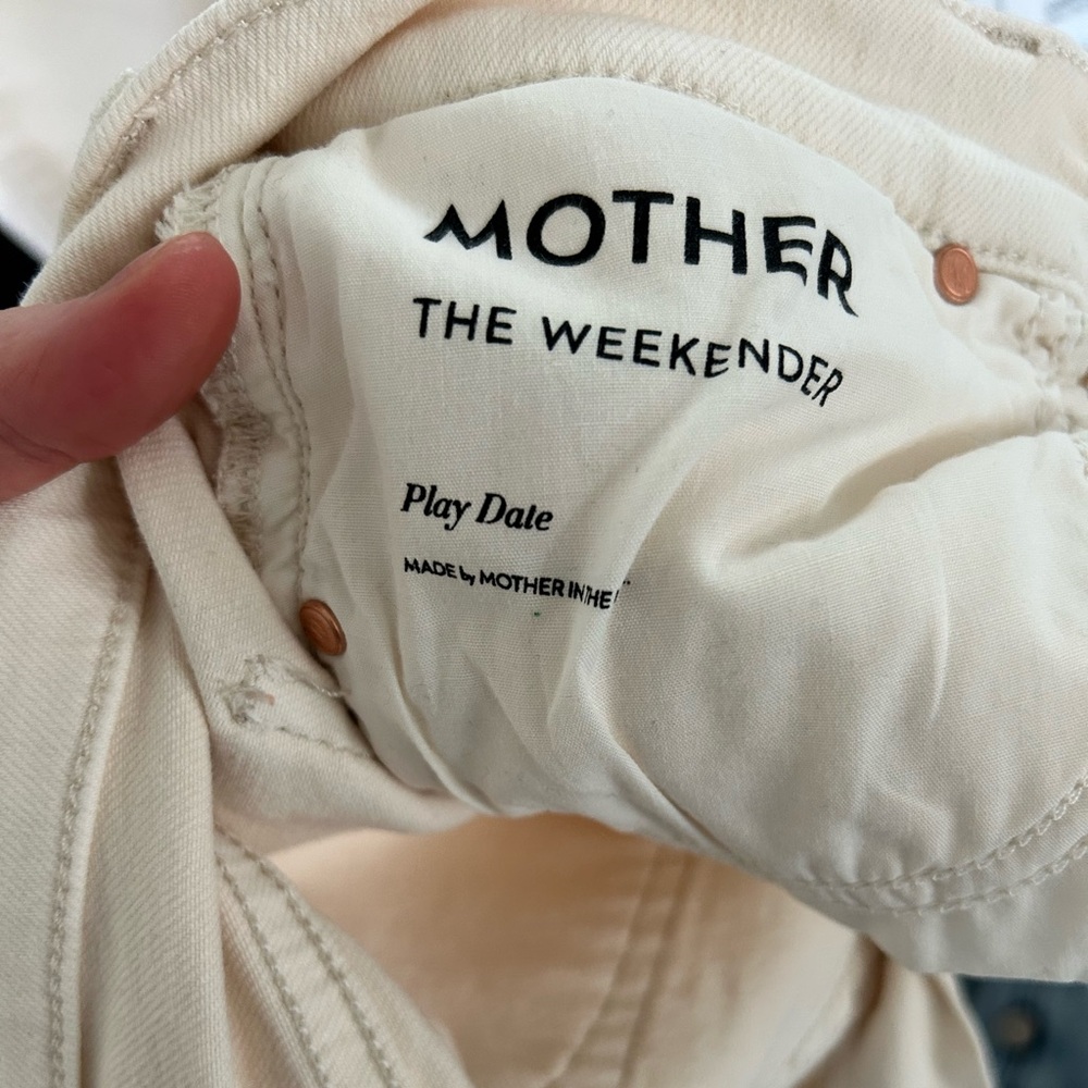 Mother The Weekender Cream Jeans